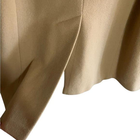 Wool Cashmere Blend Carmel Elegant Minimalist Career Coat Pure Collection SZ 12 - Picture 8 of 11